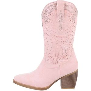 ZoeZo Design - laarzen - kuitlaarzen - western laarzen - cowboylaarzen - suedine - kunstleder - roze - maat 38