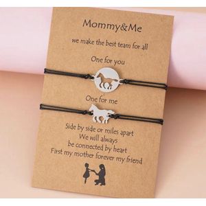 Akyol - Vriendschaps armband met een paard - moeder en dochter armband - paarden liefhebber - moder en dochter - cadeau voor moeder - paarden armband