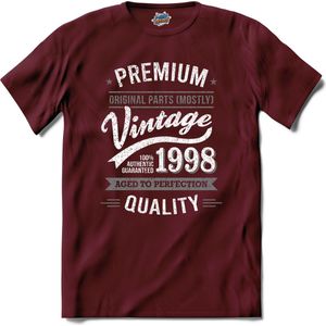 Vintage Legend Sinds 1998 - verjaardag en feest cadeau - Kado tip - T-Shirt - Unisex - Burgundy - Maat M