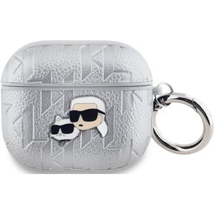 Karl Lagerfeld, Zaak voor AirPods 3 met ontwerp in reliëf van Karl en Choupette, Zilveren