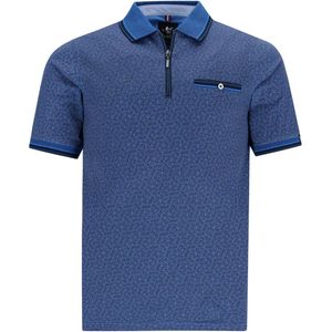 Hajo - Poloshirt Premium - heren- blauw print - maat 5XL -grote maten