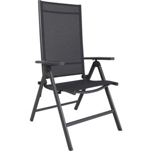 8-voudig verstelbare vouwstoel grijs aluminium met armleuning beach sling chair