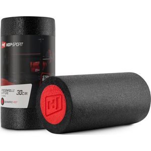 Hop-Sport fascia roller voor de rug en wervelkolom – massage roller voor full body zelfmassage en fascia training – medium-hard, HS-E030YG (Zwart-Rood)