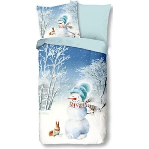 Warme Kinder Flanel Eenpersoons Dekbedovertrek Sneeuwpop | 140x200/220 | Hoogwaardig En Zacht | Ideaal Tegen De Kou