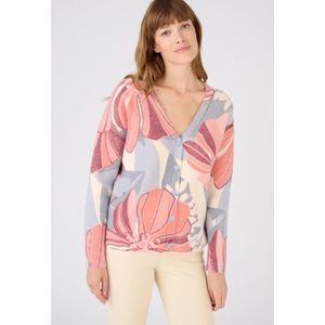 Damart - Cardigan in ribtricot met bloemenprint - Vrouwen - Blauw - XL