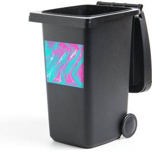 Container sticker Kunst - Roze - Blauw - Psychedelisch - 40x40 cm - Kliko sticker