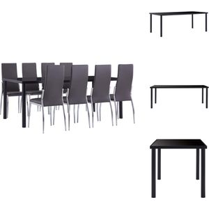 vidaXL Eetset - Tafel 200x100x75 cm - Stoelen 54x43x100 cm - Zwart - Grijs - Set tafel en stoelen