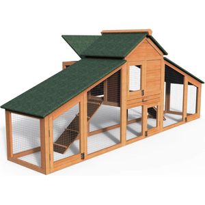 ApexArte® Kippenhok - Kippenren - Kippenhok met Ren - Konijnenhok - Konijnenren - Hout