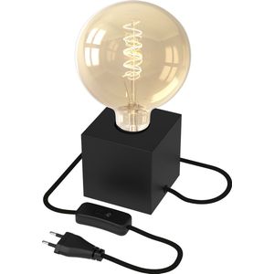 Calex Tafellamp Vierkant - E27 - Zwart - Incl. G125 Filament lichtbron