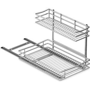 Uitschuifbare kastorganizer 2-laags onder gootsteenorganizer en opslag Multifunctionele schuifkastorganizer voor badkamer Keuken Aanrecht Plankhouder