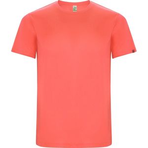 Fluorescent Koraalroze unisex ECO sportshirt korte mouwen 'Imola' merk Roly maat S