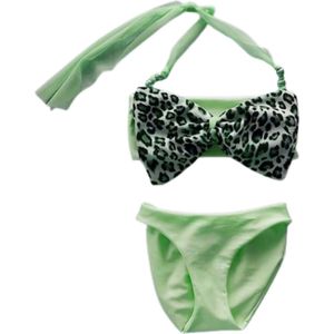 Maat 140 Bikini zwemkleding NEON Groen met dierenprint badkleding baby en kind fel groen zwem kleding