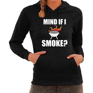 Mind if I smoke bbq / barbecue hoodie zwart - cadeau sweater met capuchon voor dames - verjaardag / moederdag kado XS