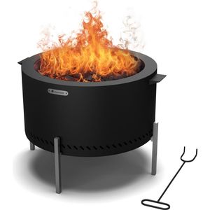 Blumfeldt Ignite Pure Vuurschaal - Rookarm - Grillrooster - Zwart