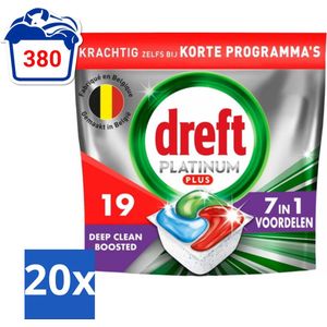 Dreft Platinum Plus - Vaatwascapsules - Deep Clean Boosted - 19 Afwasbeurten - Bulkverpakking - 20 stuks