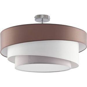 ELC - plafondlamp - 3 lichts - stof, metaal - H: 24 cm - E27 - grijsbruin, wit, grijs, chroom