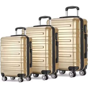 Swiss Homes© | Deluxe No. 7 - Luxe Kofferset 3 Delig - Reiskoffers in Shadow Gold (Goud) met TSA slot | 20 - 24 - 28 Inch - Dubbele wielen - 360° spinners - 100% ABS - Hard Case - Trolley Set | Handbagage + Ruimbagage | 2024 Limited Edition