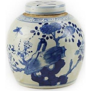 The Ming Garden Collections-sChinees Porseleins-sPorseleinen Pot Met Vogels-sBlauw & Wit