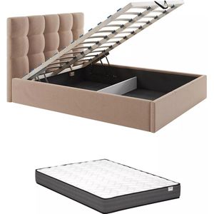 PASCAL MORABITO Bed volwassene fluweel beige 160 x 200 cm
