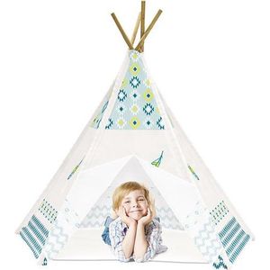 Tipi Tent Kinderen - Kinderspeeltent - Blauw/Beige - 150 cm hoog - Wigwam