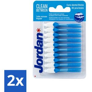 Jordan - Clean Between Sticks - Tandenstokers - Regular - 40 Stokers - Voordeelverpakking - 2 stuks