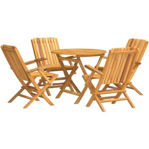 vidaXL Tuinset - 5-delig - Massief Teakhout Tuinset - Teak - Buitendecoratie - Lounge Set - Outdoor Furniture