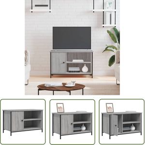 The Living Store Tv-meubel 80x40x50 cm bewerkt hout grijs sonoma eikenkleurig - Tv Kast - Houten Tv Kast - Tv Meubel - Salontafel - Media Kast
