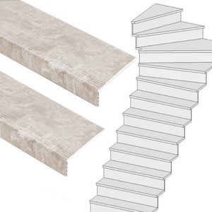 Traprenovatie set - 1 kwart draai - 12 treden SPC toplaag Beton Taupe