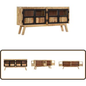vidaXL Dressoir 160x30x76 cm massief mangohout bruin en zwart