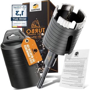 82mm Turbo Diamantboorkroon - SDS Plus gatboor - Stopcontacten in metselwerk - Steen Beton Gipsplaten - Blikverzinkboor - Set met handleiding