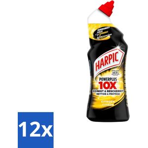 Harpic PowerPlus - Toiletreiniger - Gel - Citroen - 750 ml - Voordeelverpakking - 12 stuks