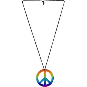 Widmann Hippie Flower Power Sixties sieraden peace teken ketting