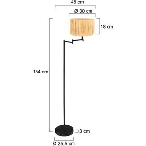 Mexlite vloerlamp Bella - zwart - metaal - 45 cm - E27 fitting - 3885ZW