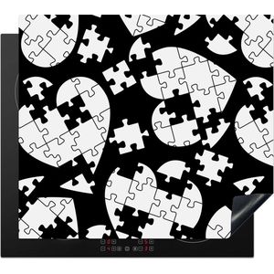 KitchenYeah® Inductie beschermer 60x52 cm - Meiden - Puzzel - Hart - Patronen - Girl - Kids - Kinderen - Kookplaataccessoires - Afdekplaat voor kookplaat - Inductiebeschermer - Inductiemat - Inductieplaat mat