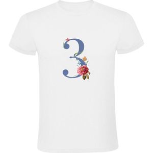 Getal 3 met rozen Heren T-shirt - bloemen - bloemist