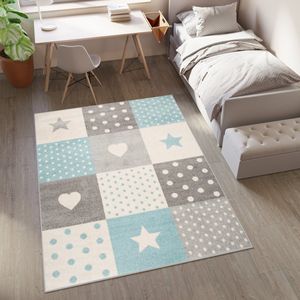 Tapiso Lazur Vloerkleed Beige Blauw Tiener Kinderkamer Tapijt Maat- 200x290