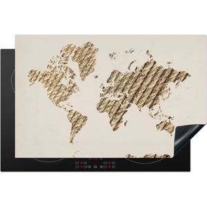 KitchenYeah® Inductie beschermer 80x52 cm - Wereldkaart - Touw - Bruin - Kookplaataccessoires - Afdekplaat voor kookplaat - Inductiebeschermer - Inductiemat - Inductieplaat mat