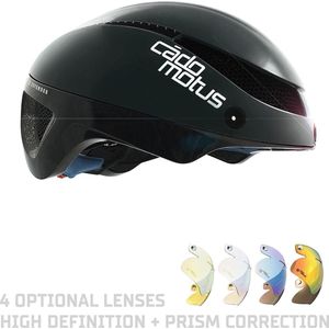 CADOMOTUS Omega Aero Helm | Professionele Aerodynamische Helm |  Schaatshelm | Fietshelm | Triathlonhelm | Ultra Licht & Lage weerstand | Voor Volwassenen | Maat S (50 - 55 cm) Zwart | Vizier Optioneel