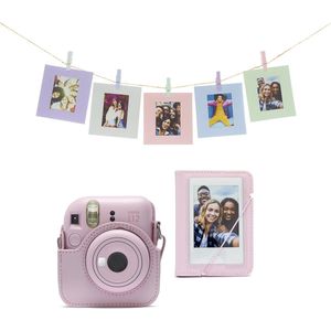 Fujifilm Instax Mini 12 accessoires - Cameratas, fotokaarten met clips & fotoalbum - Bloesem Roze