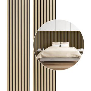 2x Akoestische panelen Geluidsabsorberend paneel Geluidsdemping Akoestisch Wandpaneel Geluidsdemper Wanddecoratie 120x60x2.1cm Log