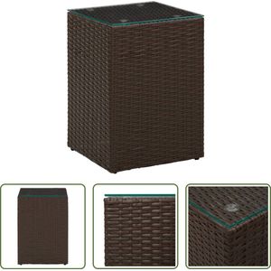 The Living Store bijzettafel poly rattan bruin 35x35x52 cm