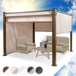 Blumfeldt Pantheon Cortina Rust Paviljoen met dak - 3X3M - 4 Zijstukken - Bruin