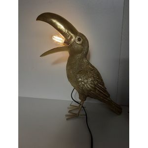 Toekan beeld Toekan tafellamp Goud Inclusief lamp Apart van Farmwood 39x35x17 cm