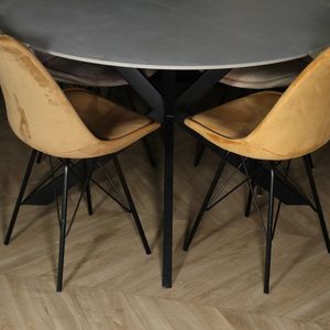 Eettafel rond 120cm Jenna marmerlook grijs ronde tafel