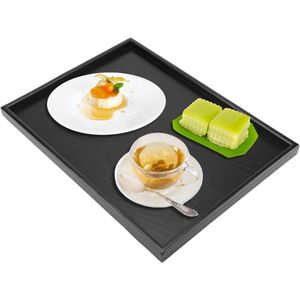 Houten Rechthoekig Dienblad Voedsellade Plaat Zwarte Thee Drinkschaal voor Thuis Cafe Restaurant Hotelwinkel (40 * 30 cm)