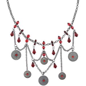 Behave – Ketting met rode kralen en muntdetails – Bohemian chique look