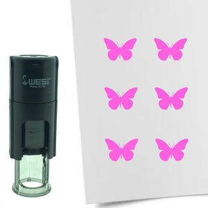CombiCraft Stempel Vlinder 10mm rond - roze inkt
