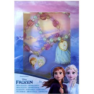 Disney Frozen - Armbanden - 2 stuks - hart vormige bedels - kwast - ronde kralen - blauw - paars - roze - wit - verjaardag - sinterklaas - schoenkado - cadeau
