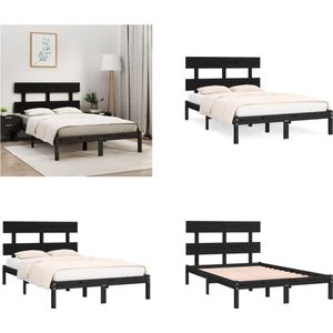 vidaXL Bedframe massief hout zwart 180x200 cm 6FT Super King - Bedframe - Bedframes - Tweepersoonsbed - Bed