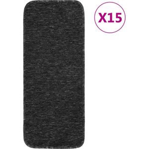 vidaXL - Trapmatten - 15 - st - anti-slip - rechthoekig - 60x25 - cm - antracietkleur
